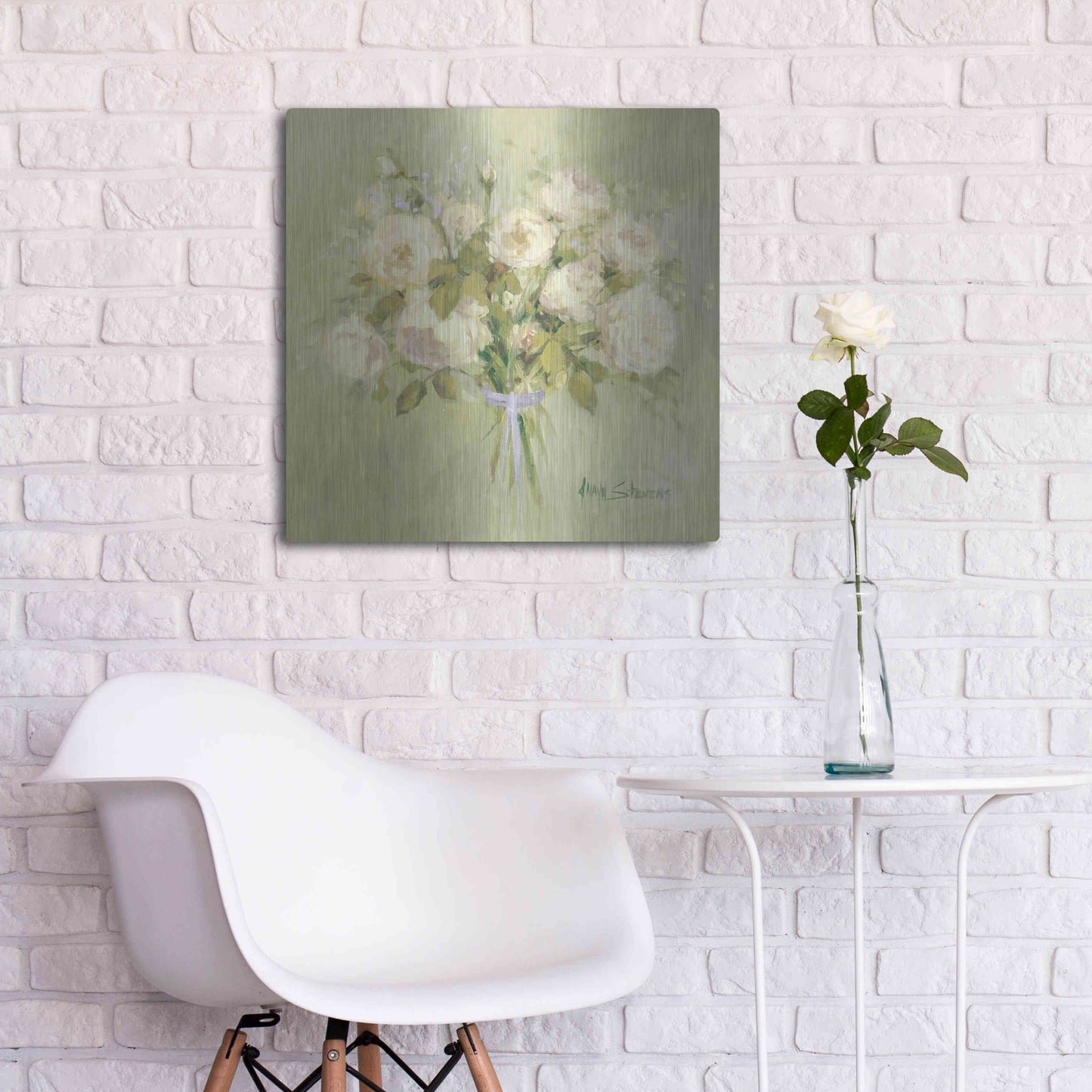 Luxe Metal Art 'Rose Bouquet 2' by Allayn Stevens, Metal Wall Art,24x24