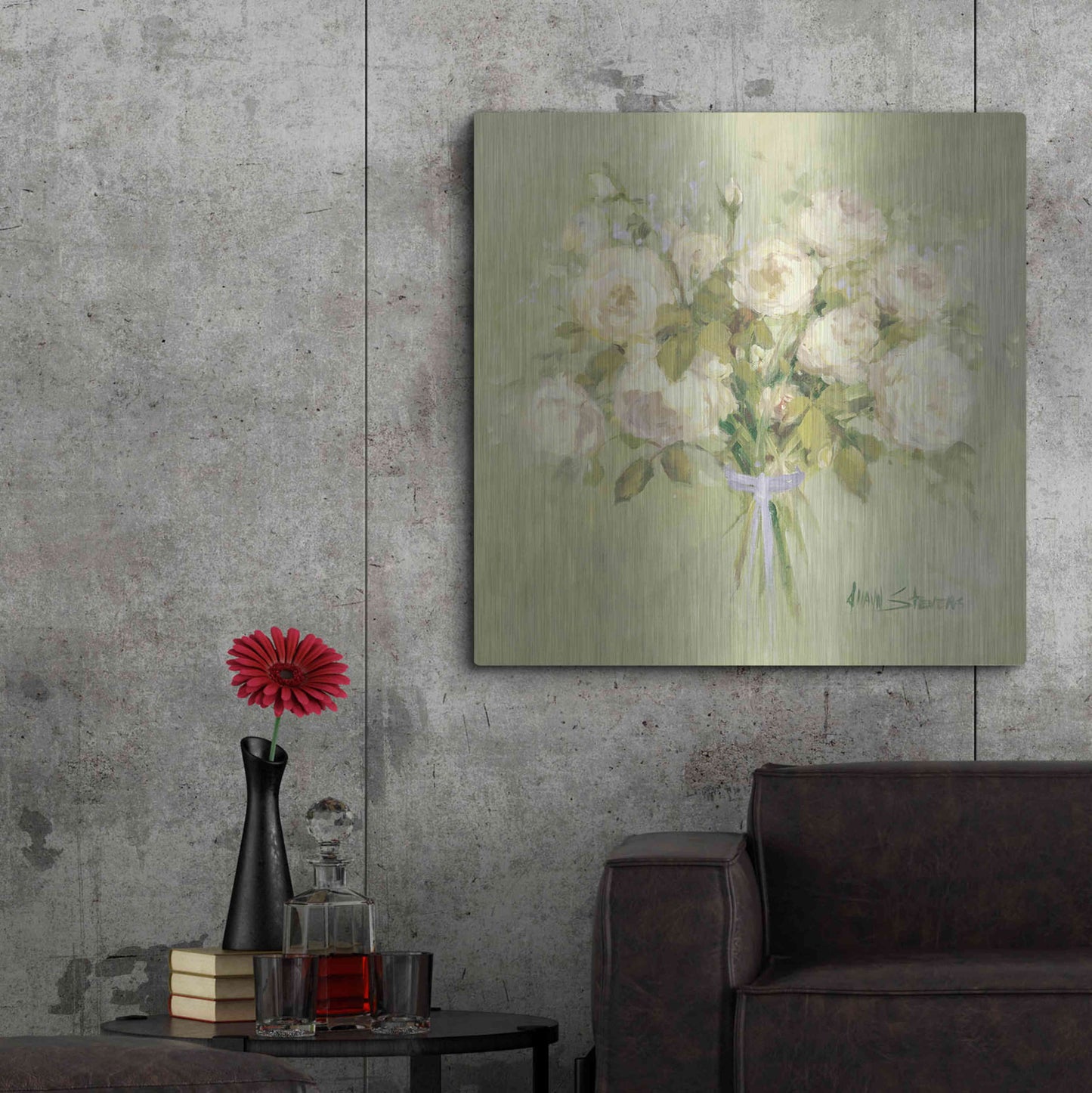 Luxe Metal Art 'Rose Bouquet 2' by Allayn Stevens, Metal Wall Art,36x36