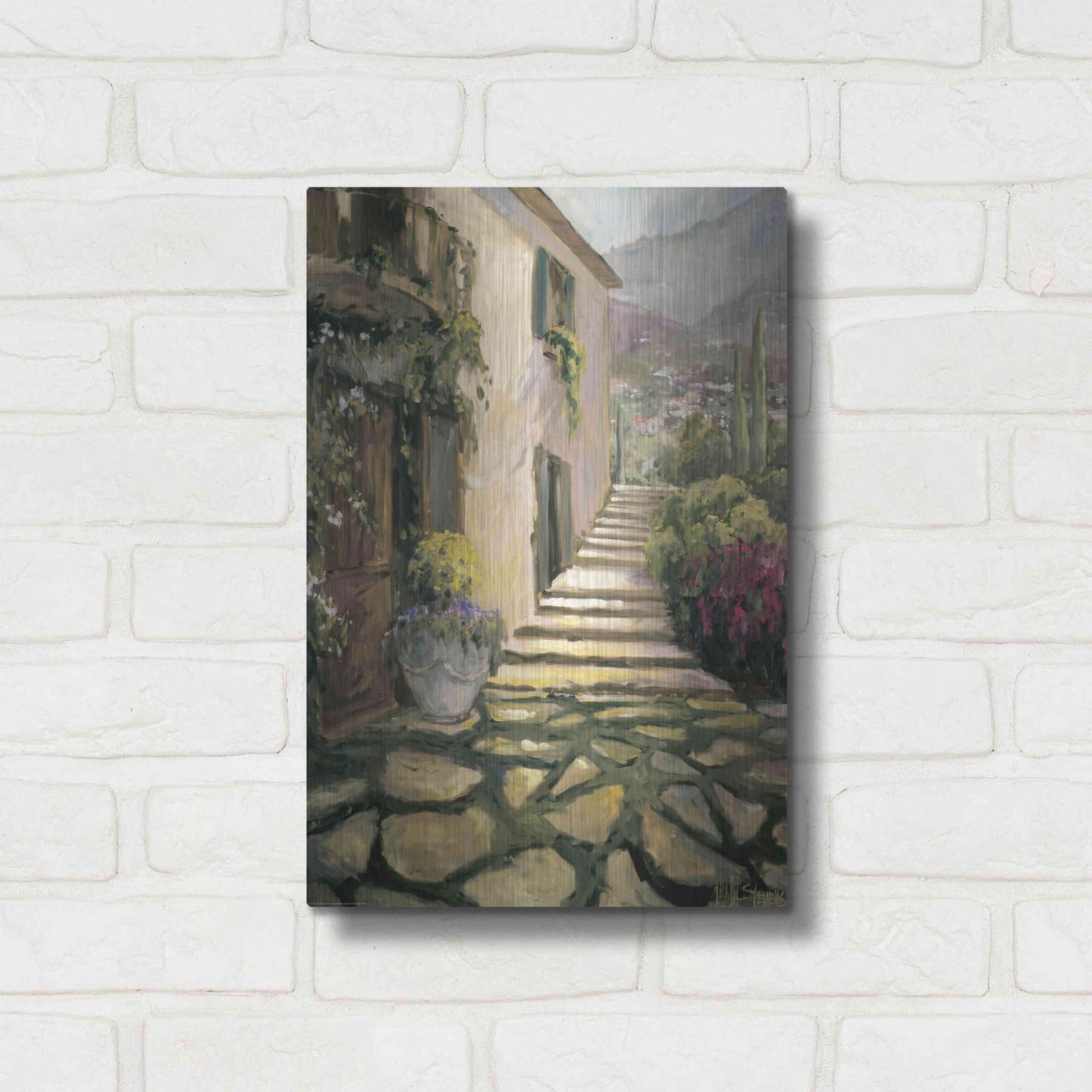 Luxe Metal Art 'Sunlit Villa II' by Allayn Stevens, Metal Wall Art,12x16