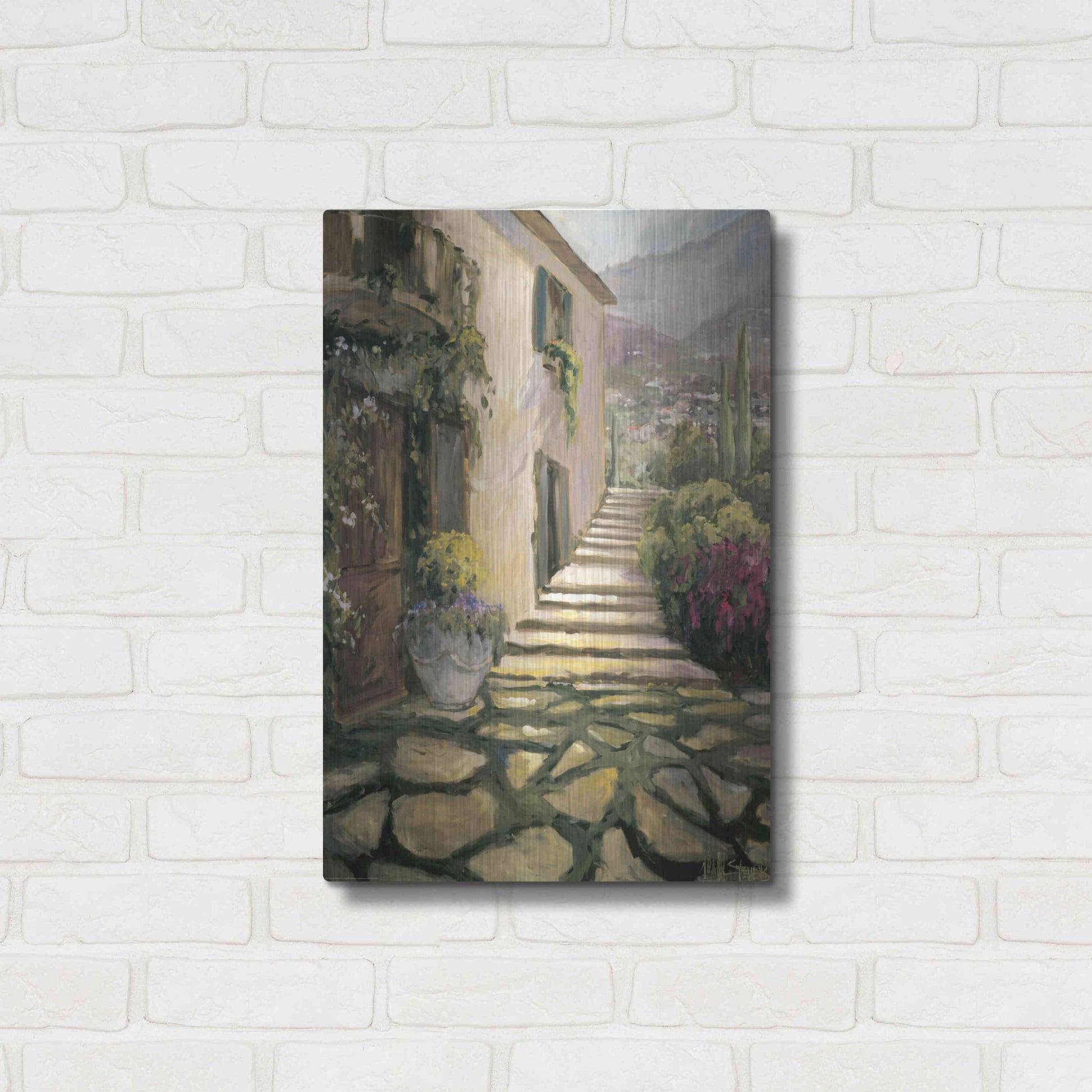 Luxe Metal Art 'Sunlit Villa II' by Allayn Stevens, Metal Wall Art,16x24