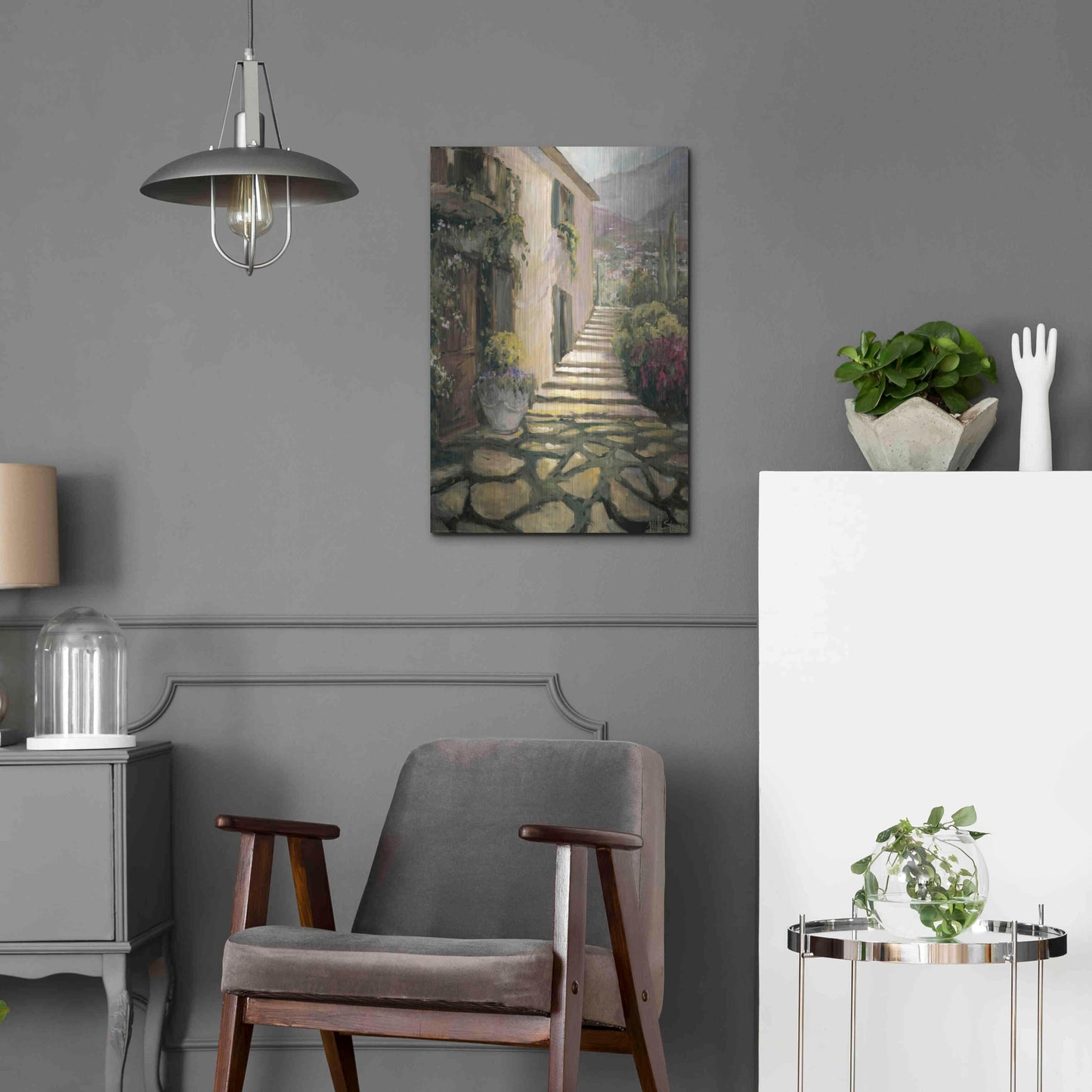 Luxe Metal Art 'Sunlit Villa II' by Allayn Stevens, Metal Wall Art,16x24