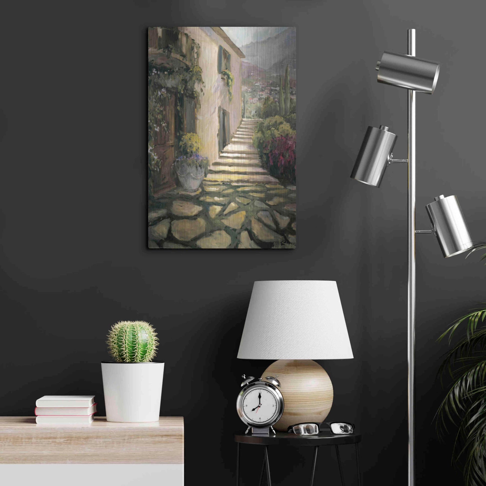 Luxe Metal Art 'Sunlit Villa II' by Allayn Stevens, Metal Wall Art,16x24