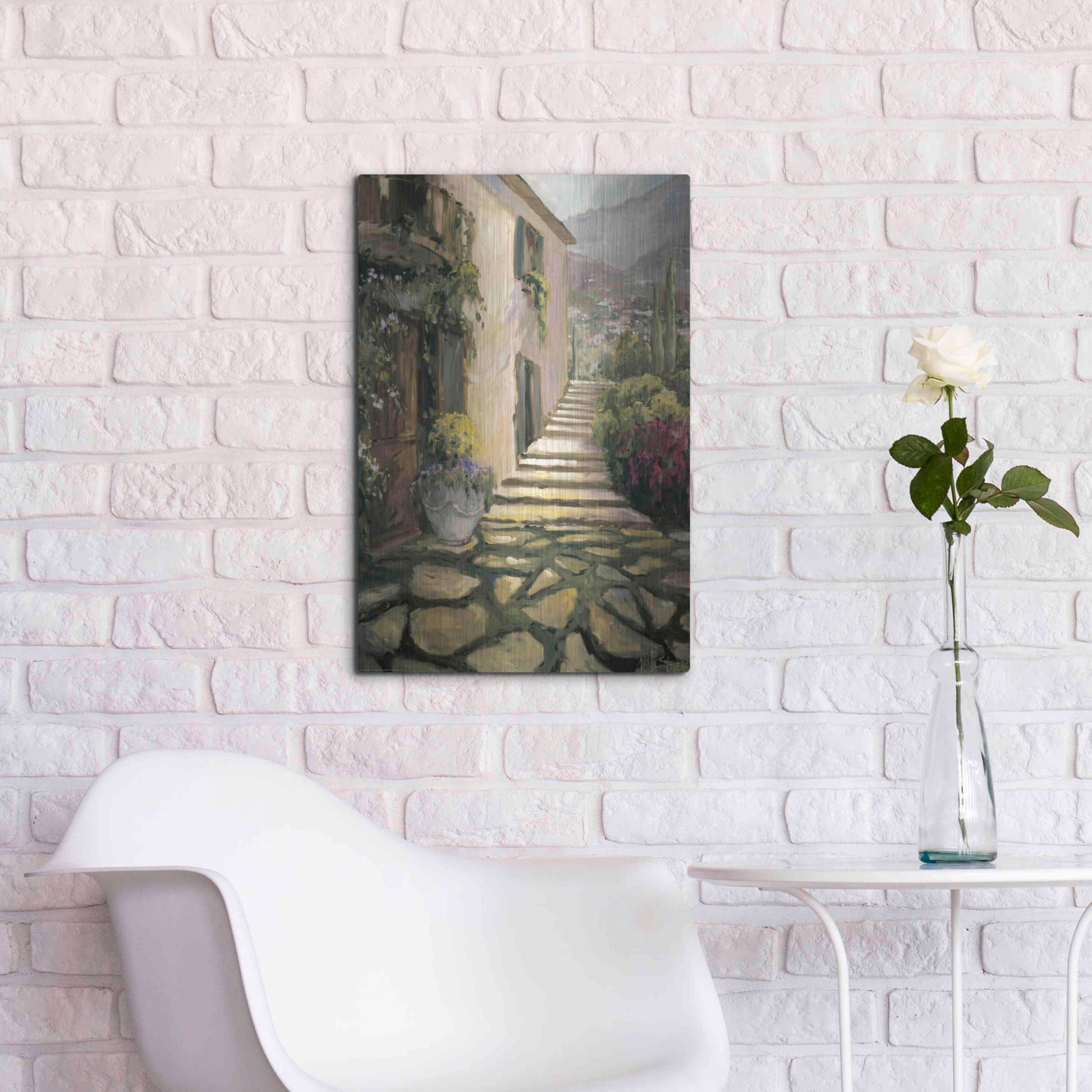 Luxe Metal Art 'Sunlit Villa II' by Allayn Stevens, Metal Wall Art,16x24