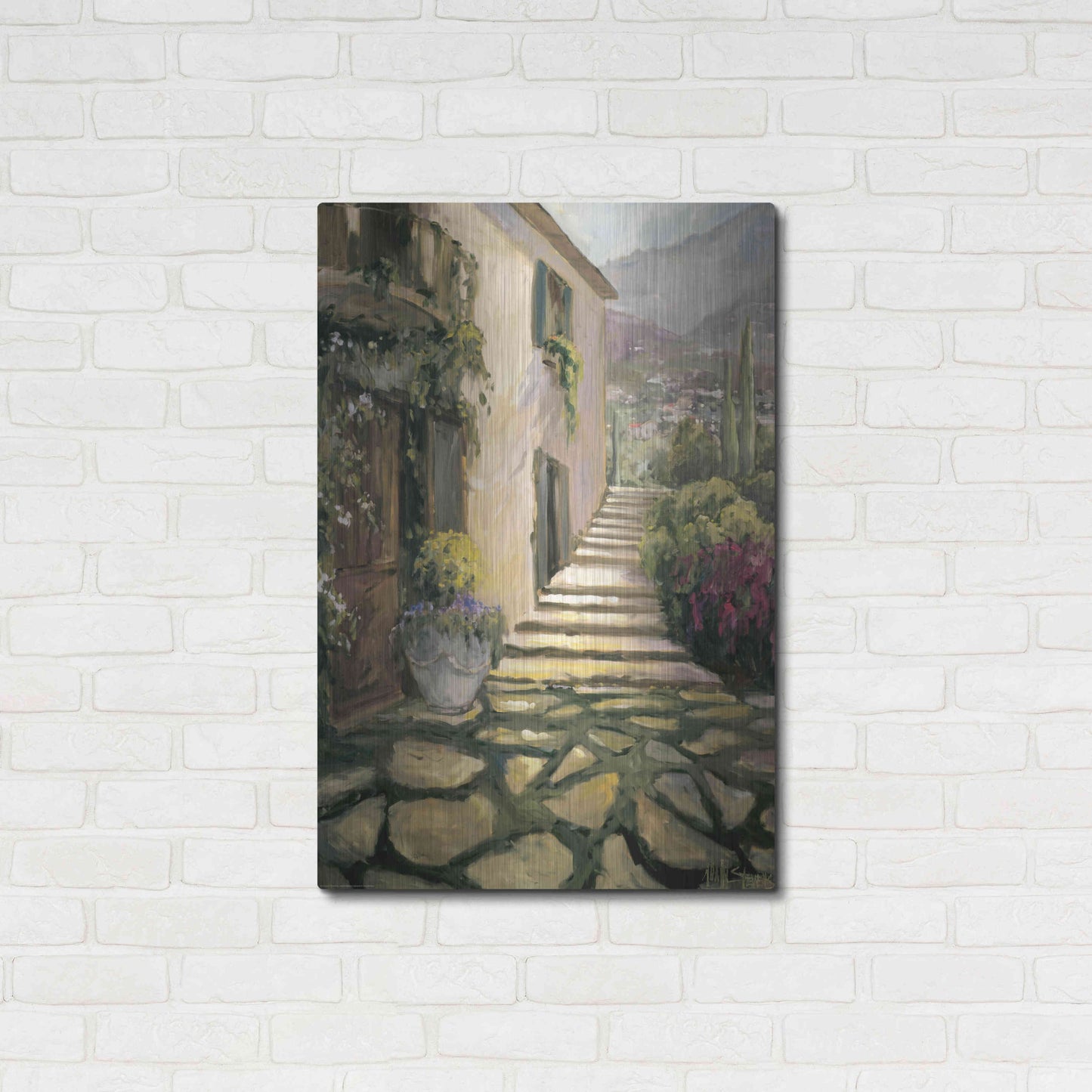 Luxe Metal Art 'Sunlit Villa II' by Allayn Stevens, Metal Wall Art,24x36