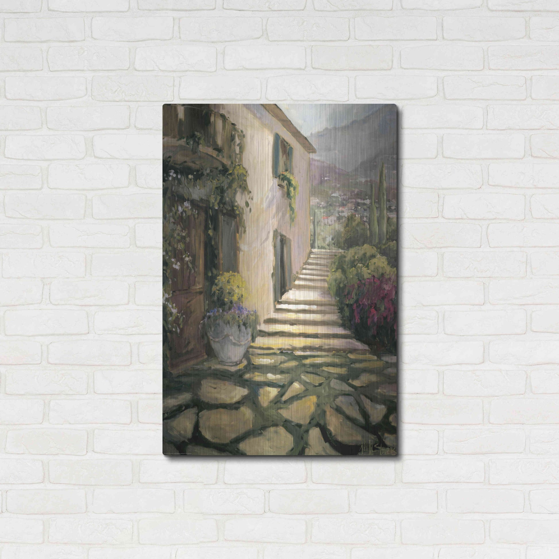 Luxe Metal Art 'Sunlit Villa II' by Allayn Stevens, Metal Wall Art,24x36