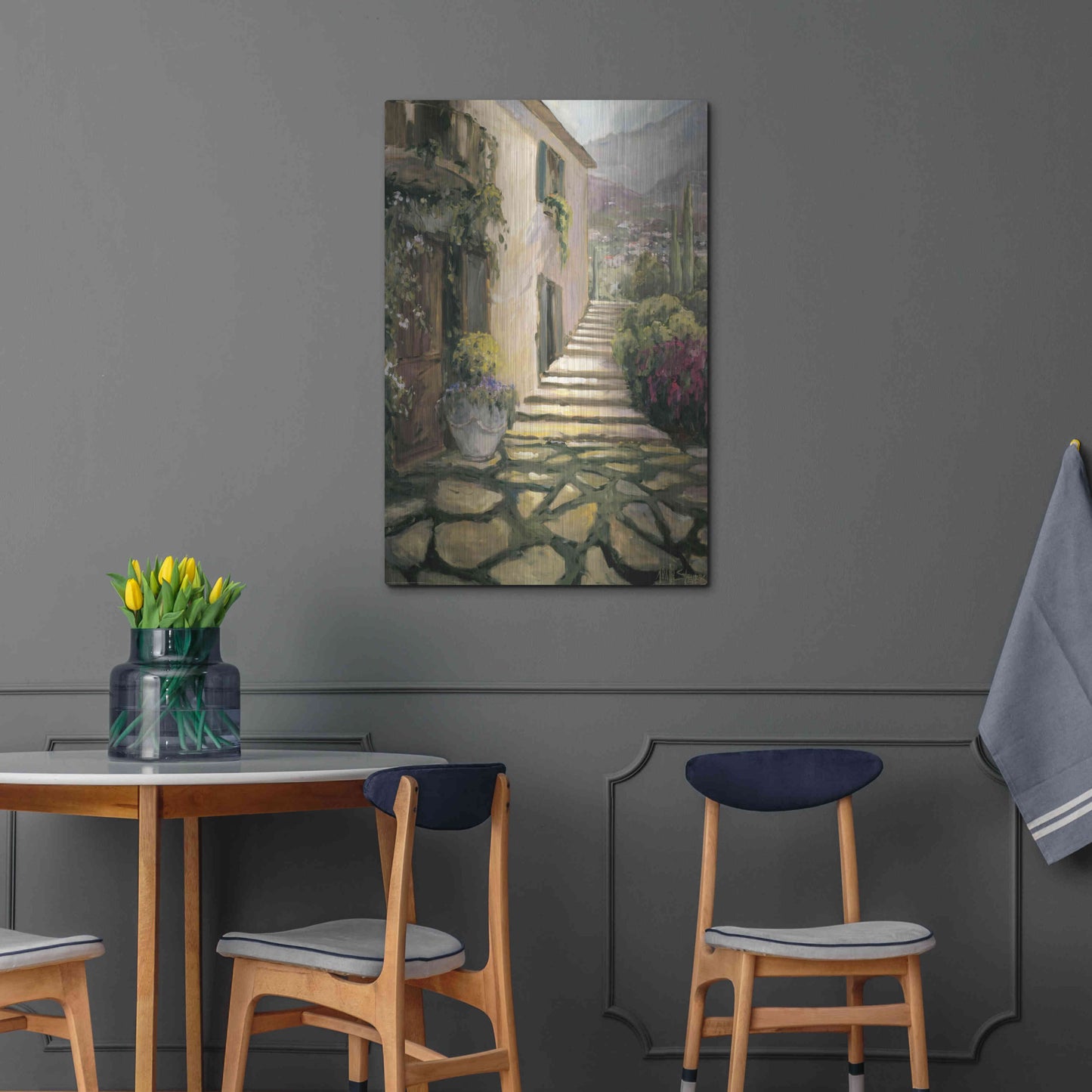 Luxe Metal Art 'Sunlit Villa II' by Allayn Stevens, Metal Wall Art,24x36