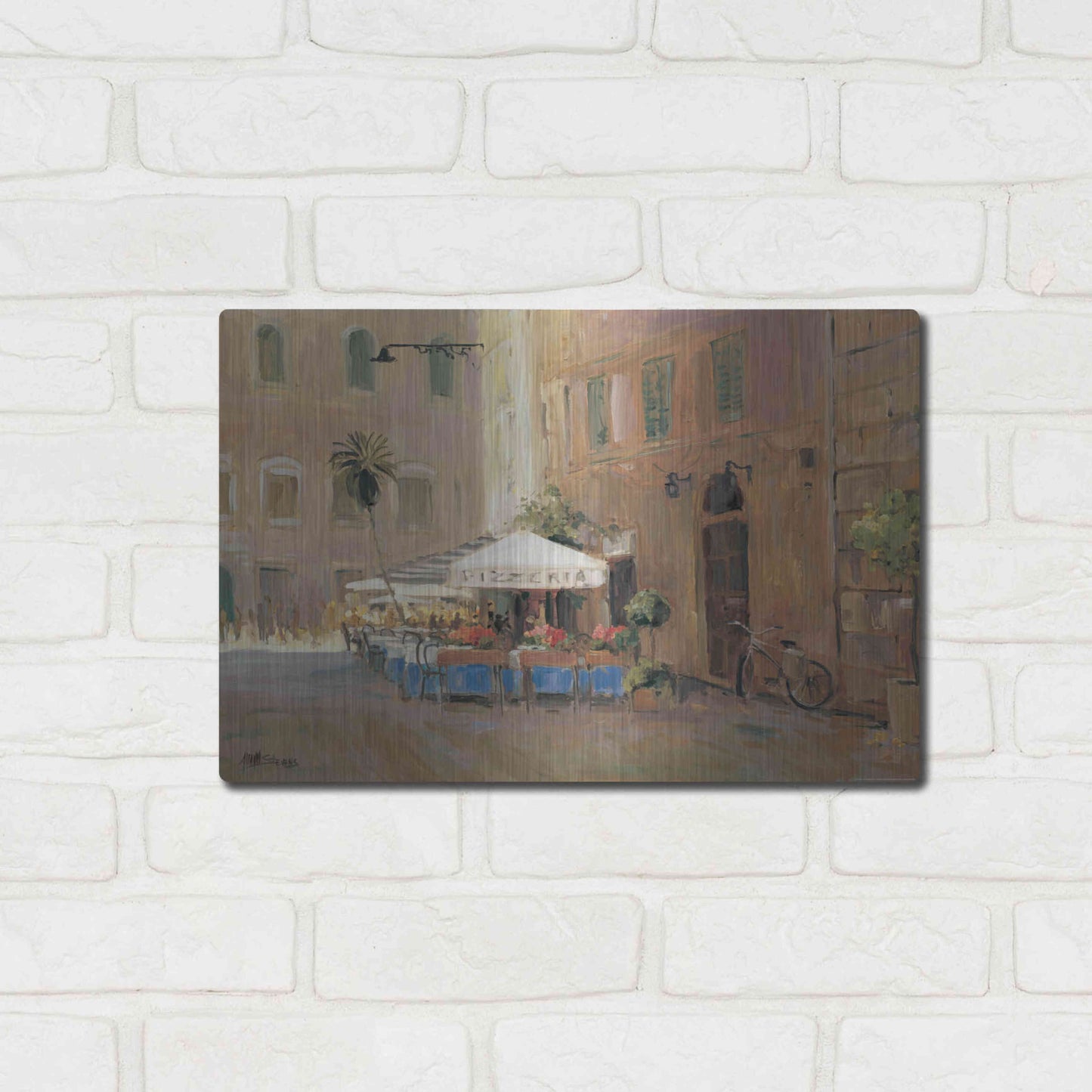 Luxe Metal Art 'Cafe Roma' by Allayn Stevens, Metal Wall Art,16x12