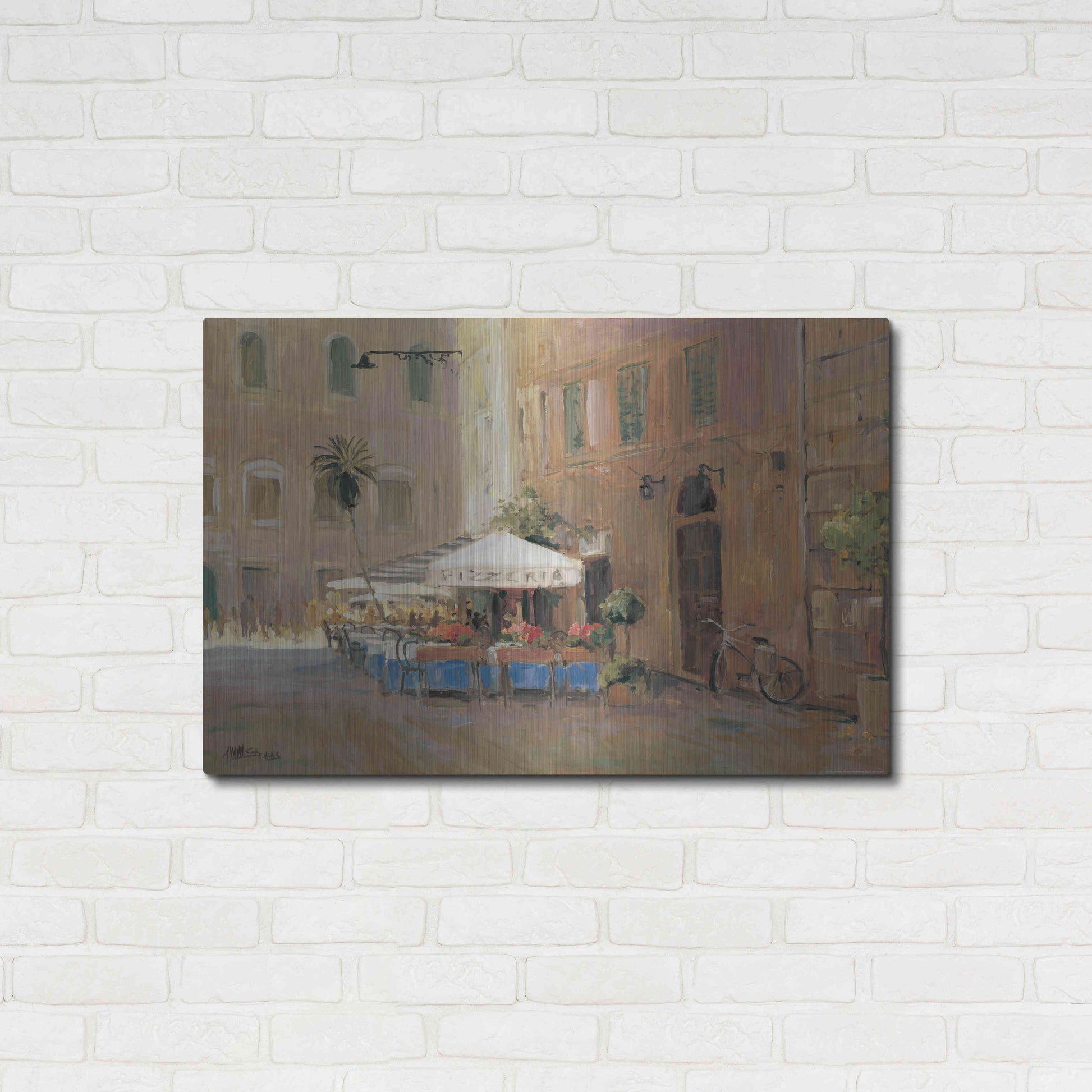 Luxe Metal Art 'Cafe Roma' by Allayn Stevens, Metal Wall Art,36x24