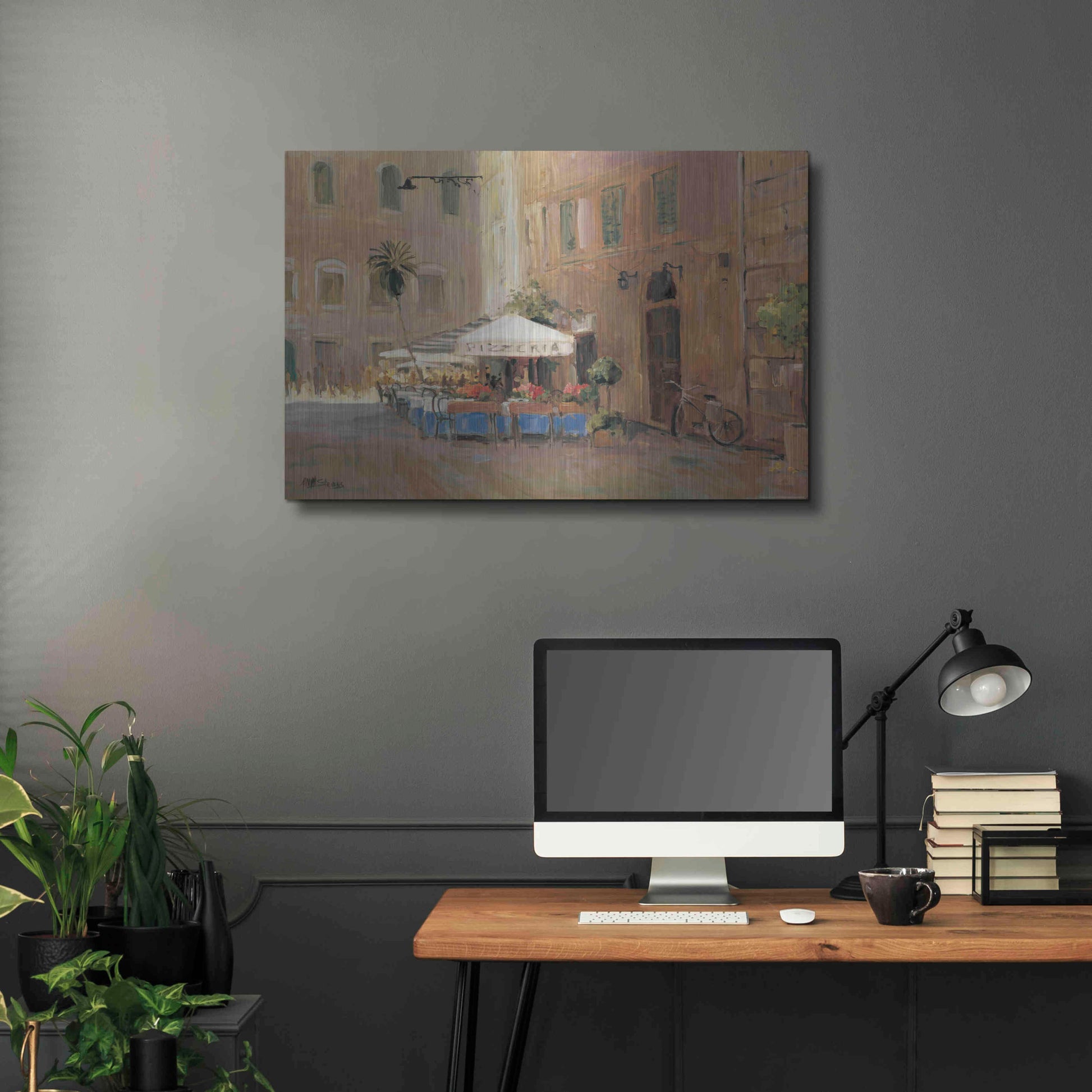 Luxe Metal Art 'Cafe Roma' by Allayn Stevens, Metal Wall Art,36x24