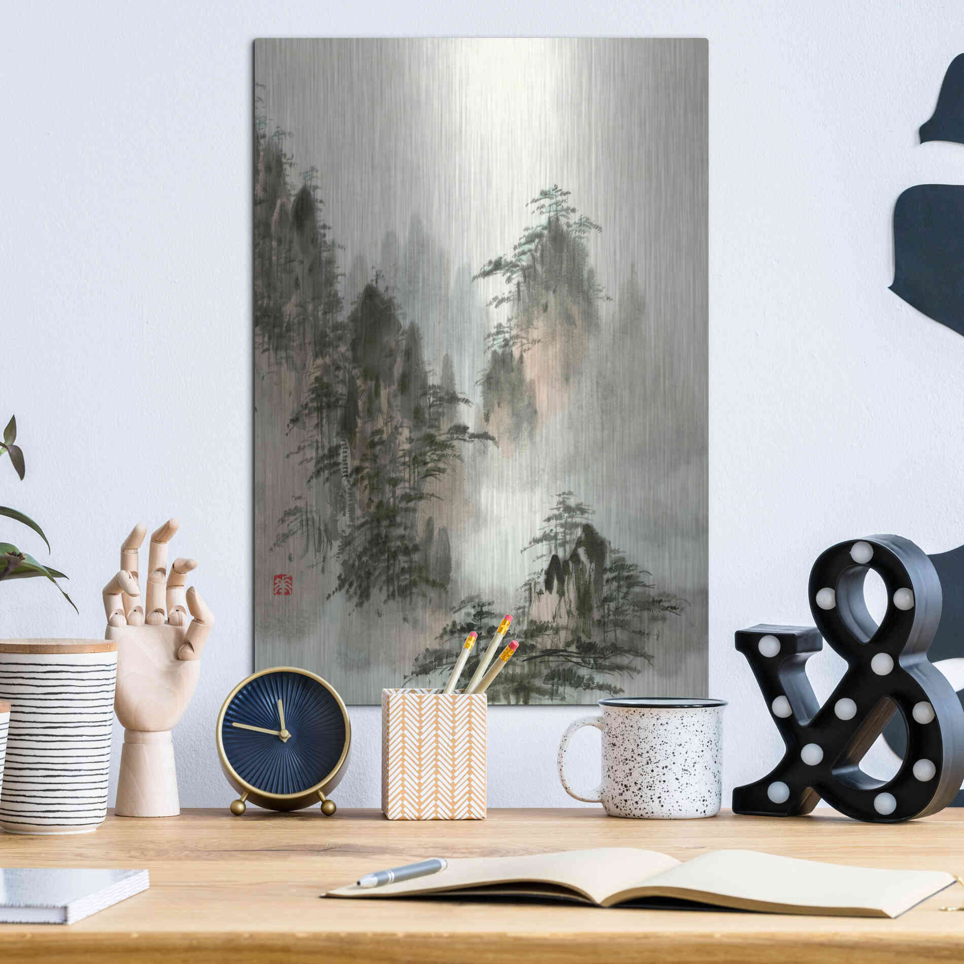 Luxe Metal Art 'Qi' by River Han, Metal Wall Art,12x16