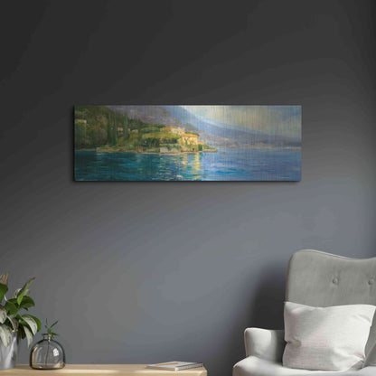 Luxe Metal Art 'Lake Como' by Allayn Stevens, Metal Wall Art,36x12