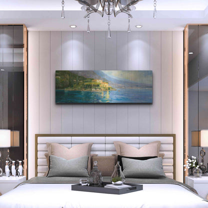 Luxe Metal Art 'Lake Como' by Allayn Stevens, Metal Wall Art,48x16