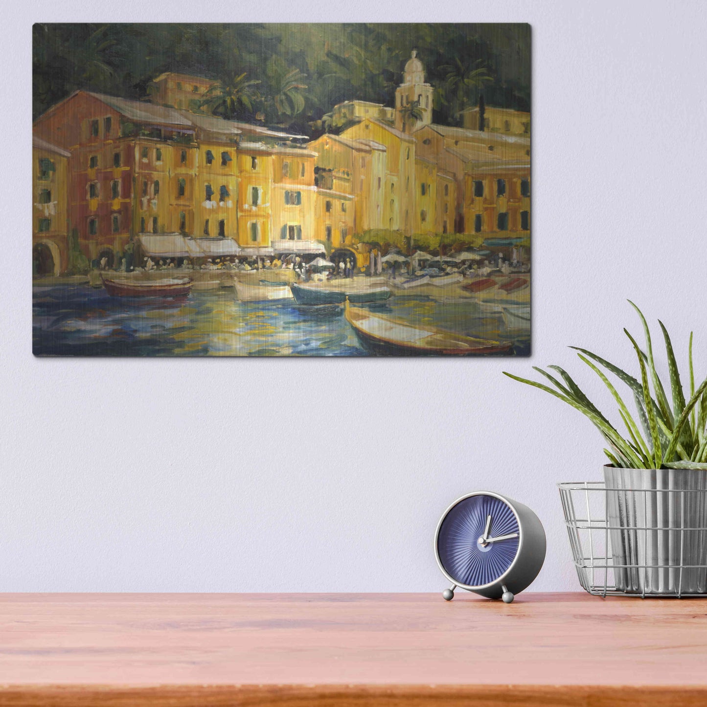 Luxe Metal Art 'Lake Como Hotel' by Allayn Stevens, Metal Wall Art,16x12