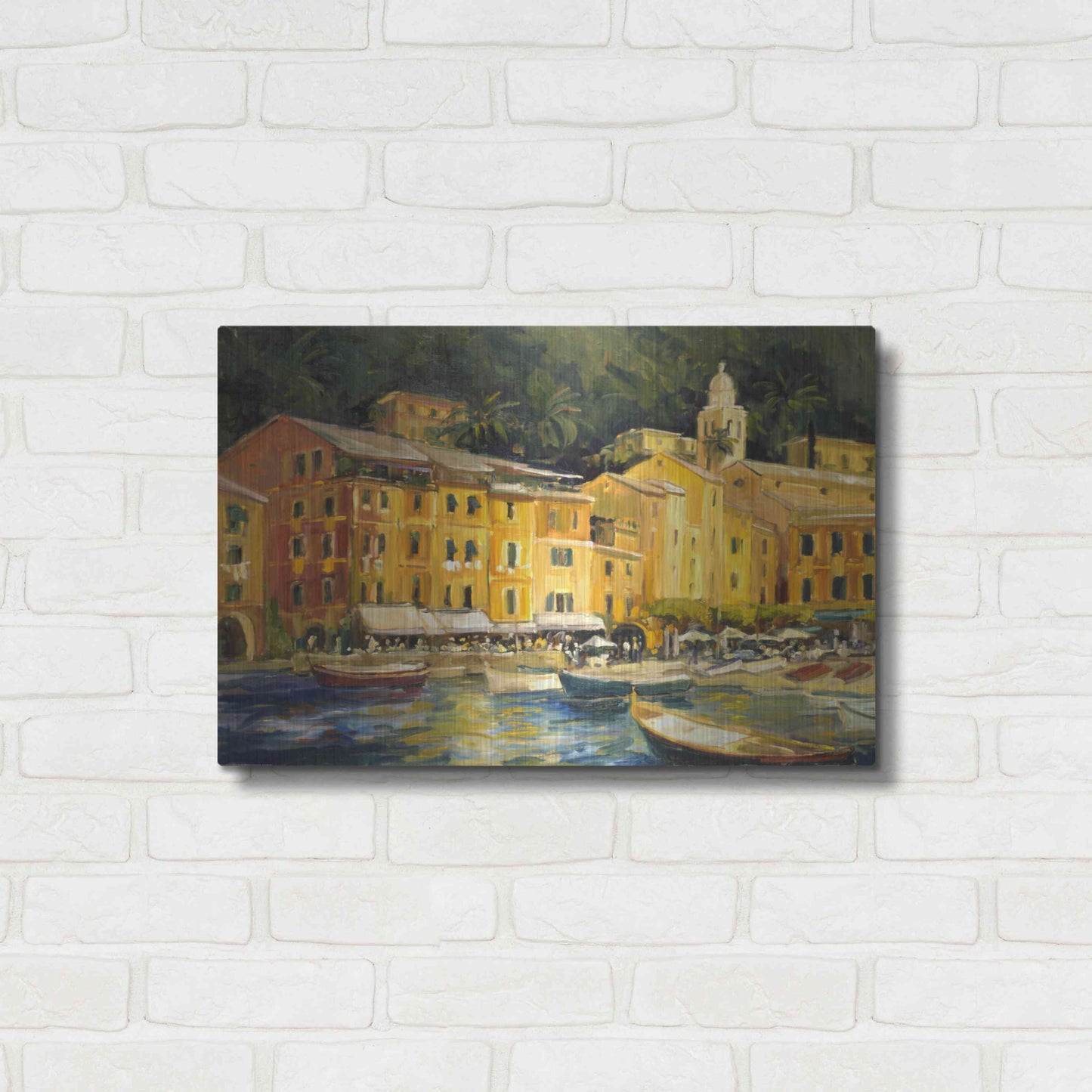 Luxe Metal Art 'Lake Como Hotel' by Allayn Stevens, Metal Wall Art,24x16