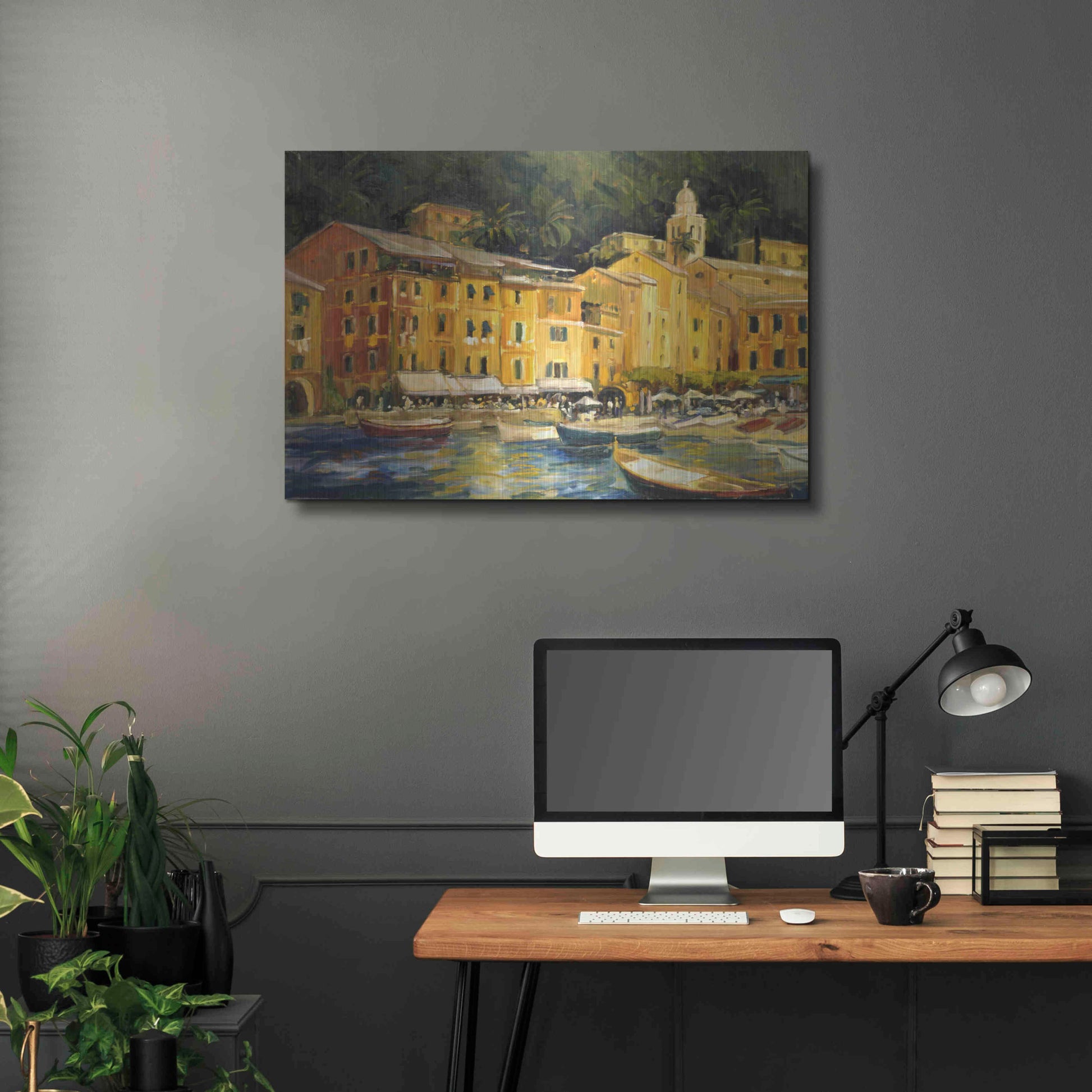 Luxe Metal Art 'Lake Como Hotel' by Allayn Stevens, Metal Wall Art,36x24