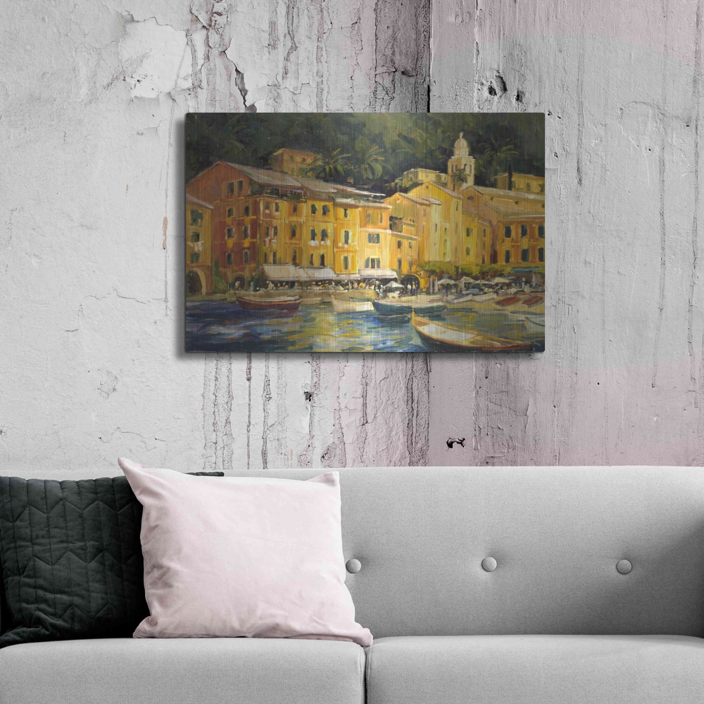 Luxe Metal Art 'Lake Como Hotel' by Allayn Stevens, Metal Wall Art,36x24