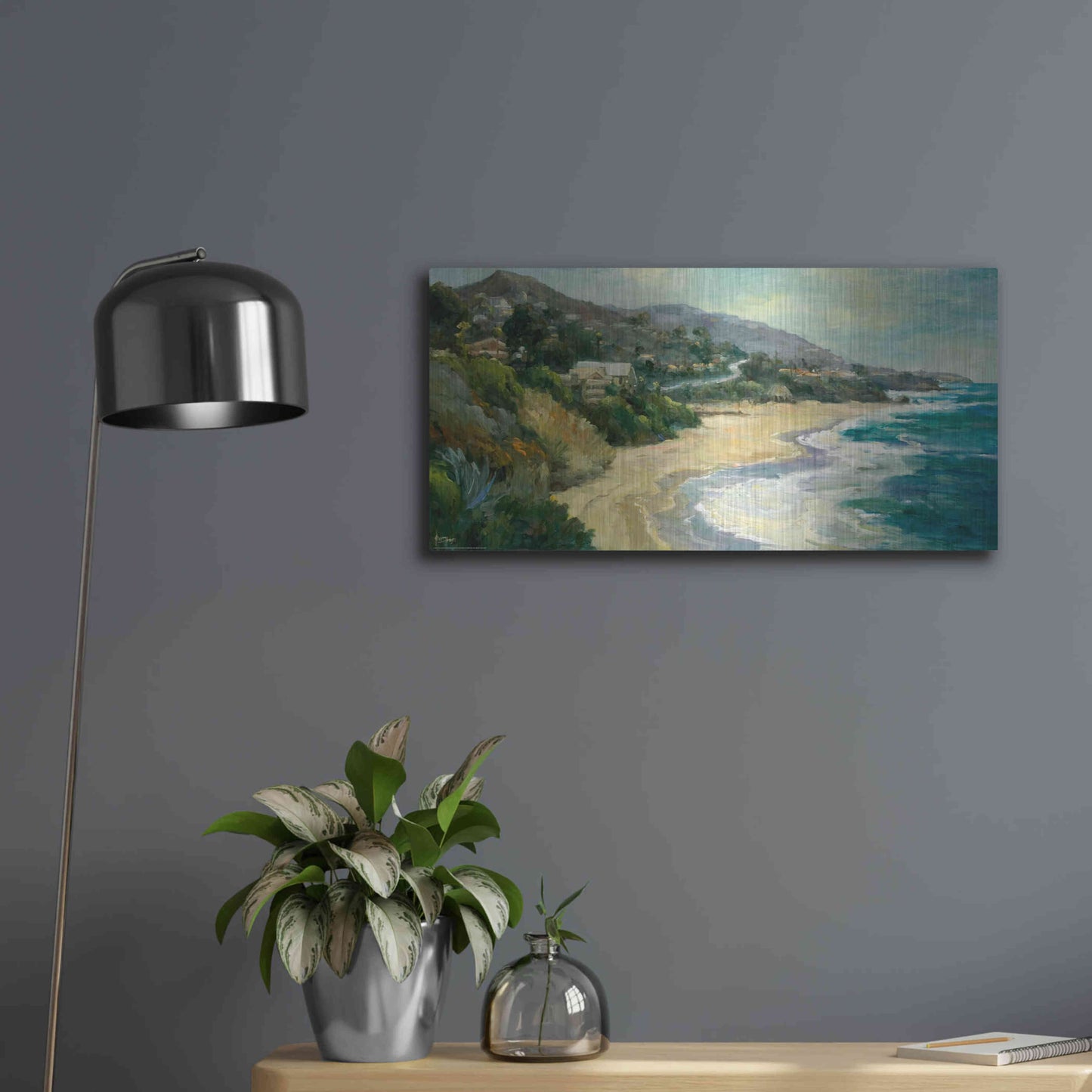 Luxe Metal Art 'Seaside Cove' by Allayn Stevens, Metal Wall Art,24x12