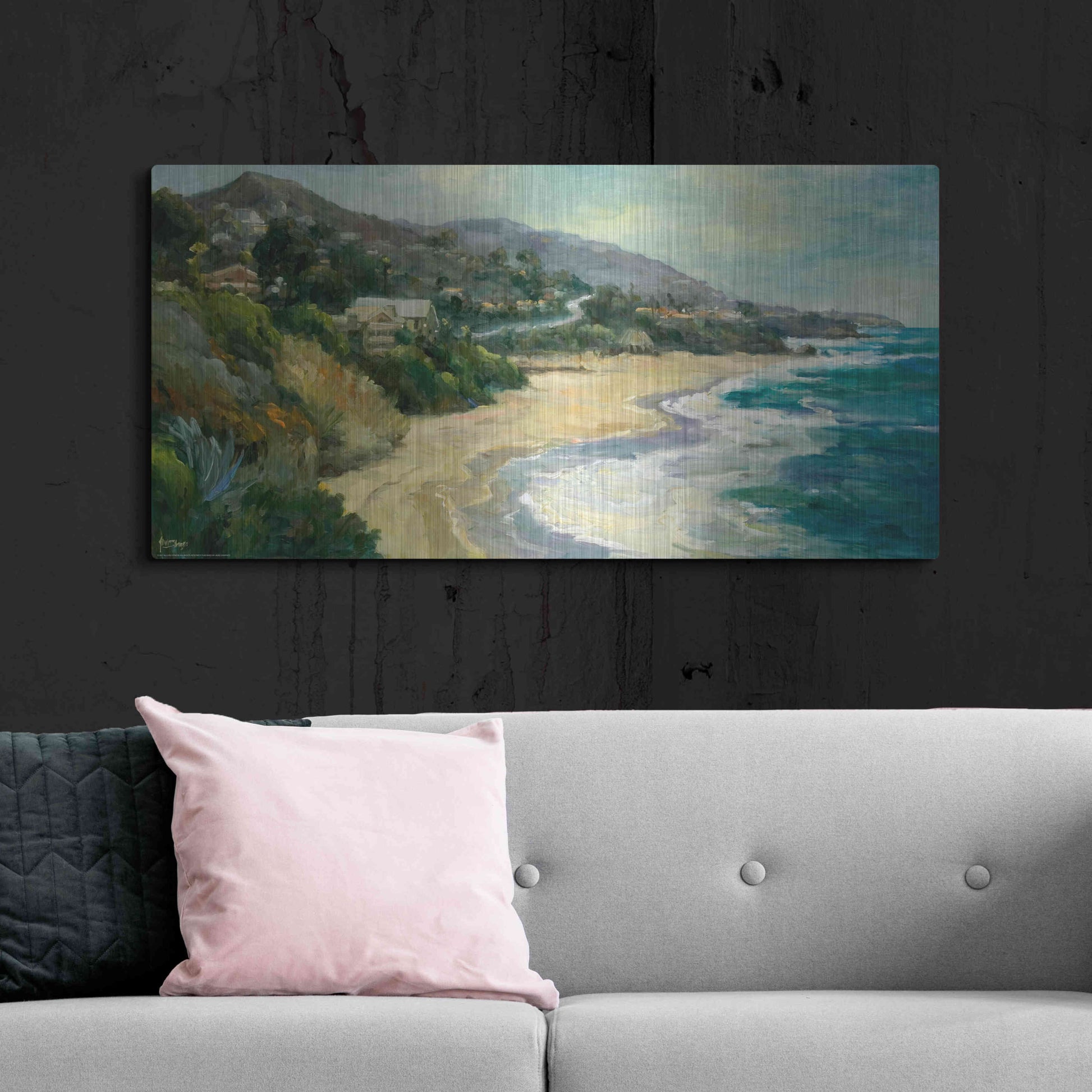 Luxe Metal Art 'Seaside Cove' by Allayn Stevens, Metal Wall Art,48x24