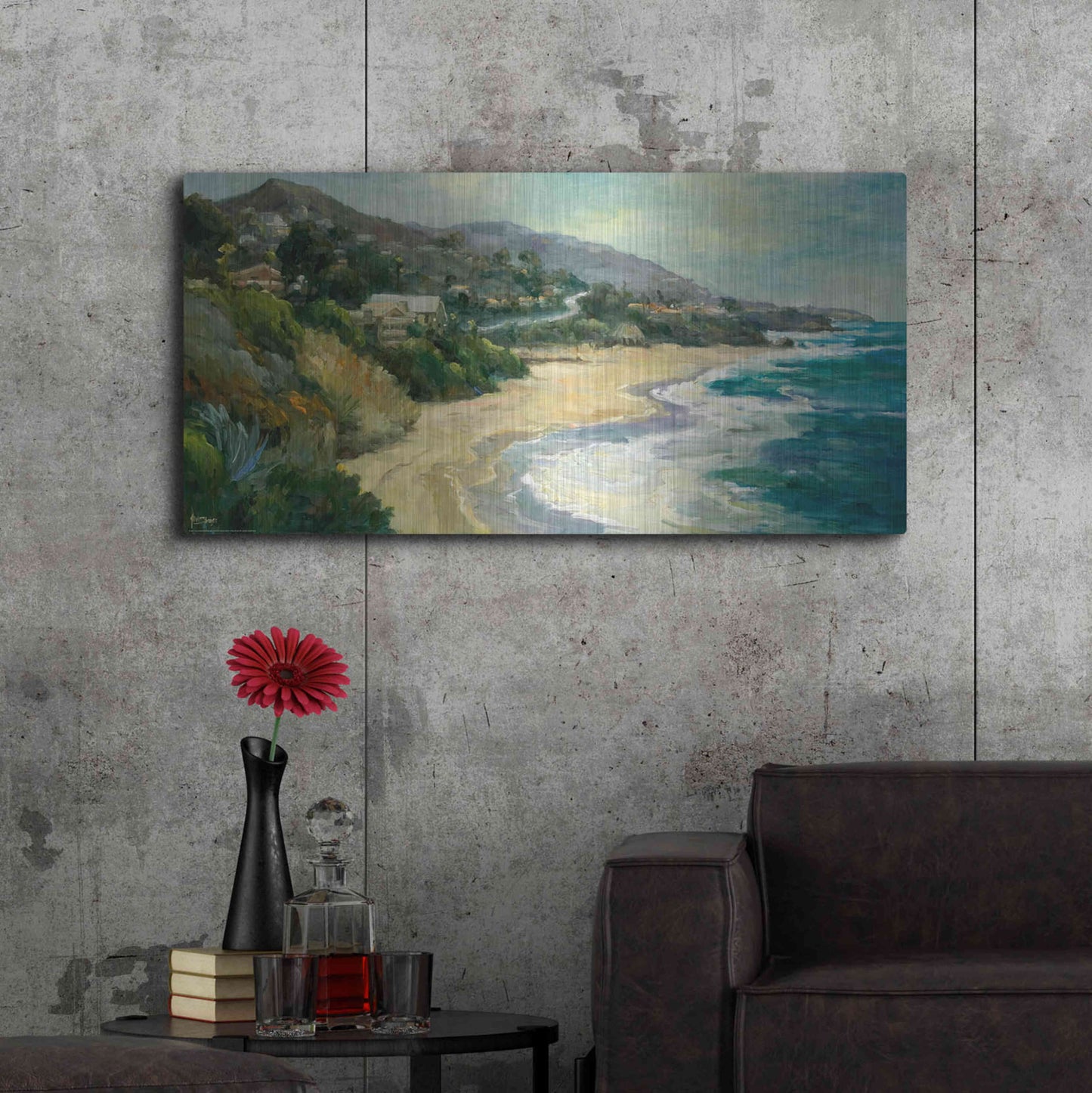 Luxe Metal Art 'Seaside Cove' by Allayn Stevens, Metal Wall Art,48x24