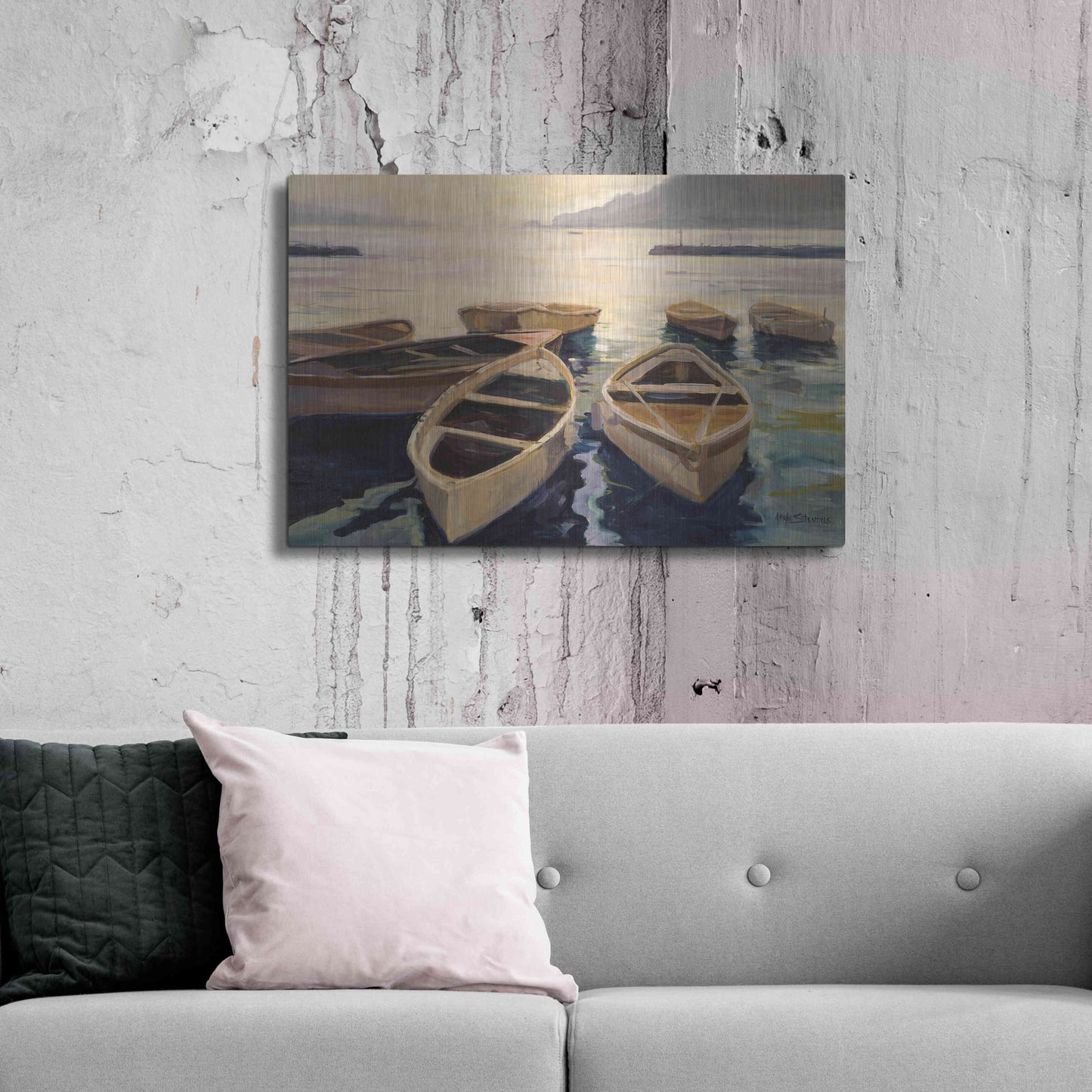 Luxe Metal Art 'Sunset Marina' by Allayn Stevens, Metal Wall Art,36x24