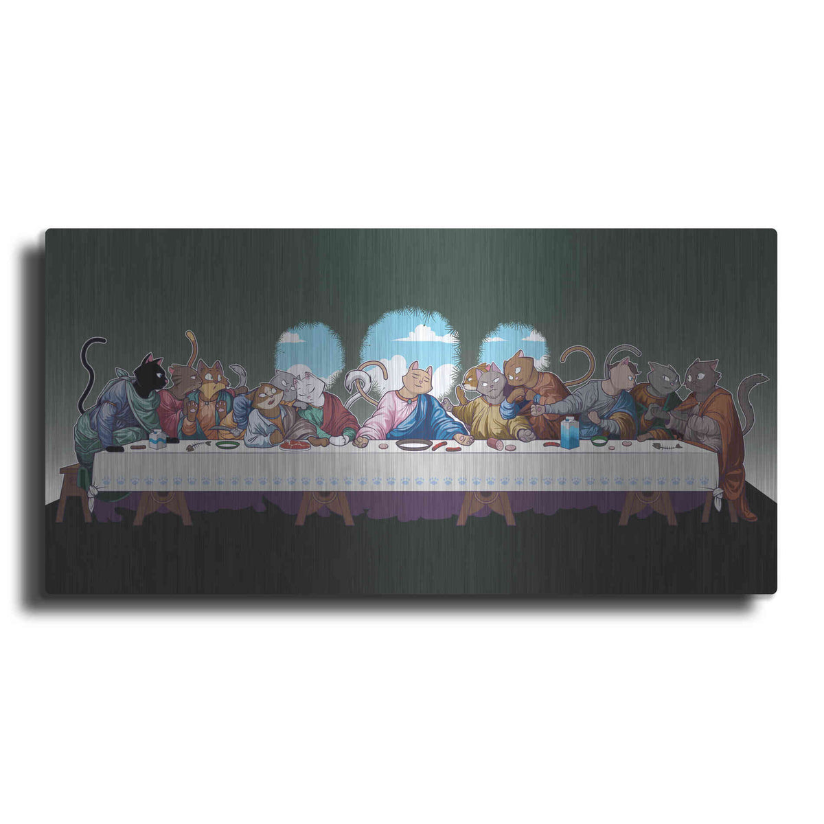 Luxe Metal Art 'The Cat's Last Supper' Metal Wall Art