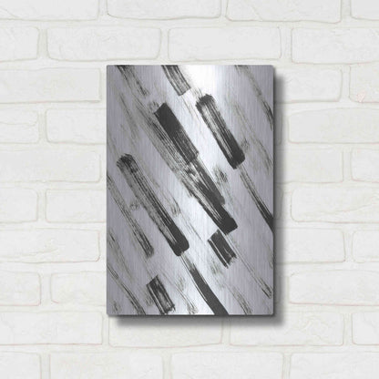 Luxe Metal Art 'Black and White Strokes North East' Metal Wall Art,12x16