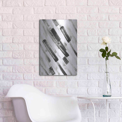 Luxe Metal Art 'Black and White Strokes North East' Metal Wall Art,16x24