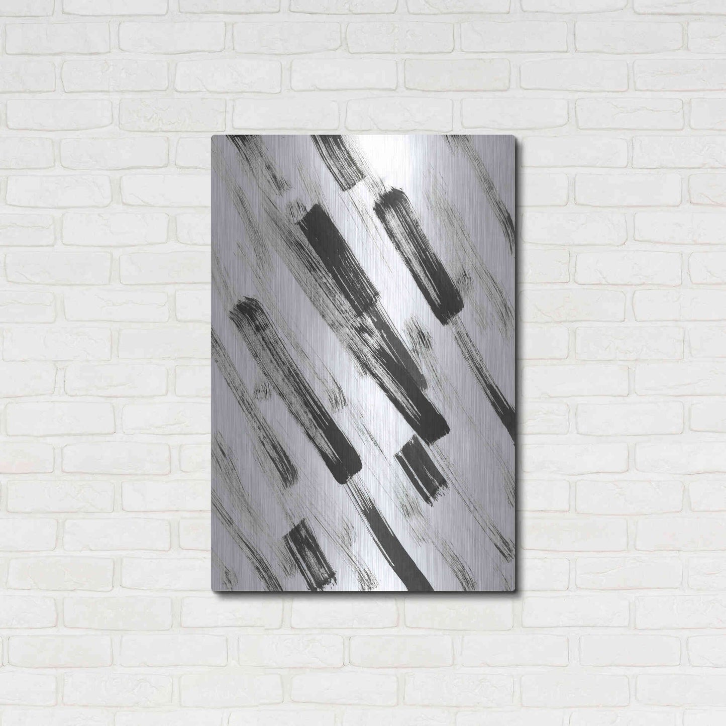 Luxe Metal Art 'Black and White Strokes North East' Metal Wall Art,24x36