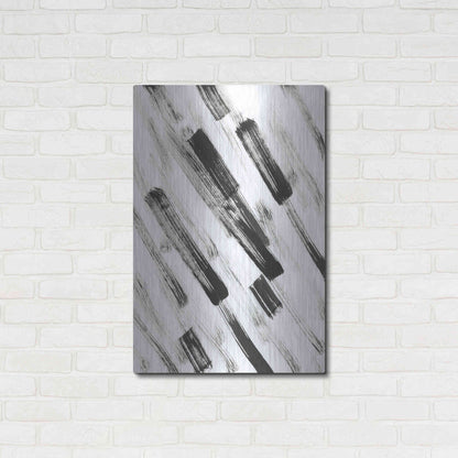 Luxe Metal Art 'Black and White Strokes North East' Metal Wall Art,24x36