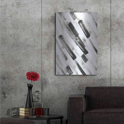 Luxe Metal Art 'Black and White Strokes North East' Metal Wall Art,24x36