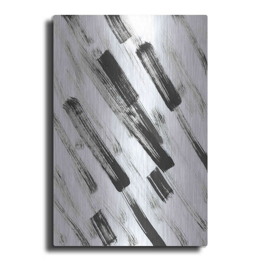 Luxe Metal Art 'Black and White Strokes North East' Metal Wall Art