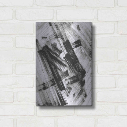 Luxe Metal Art 'Black and White Strokes N' Metal Wall Art,12x16