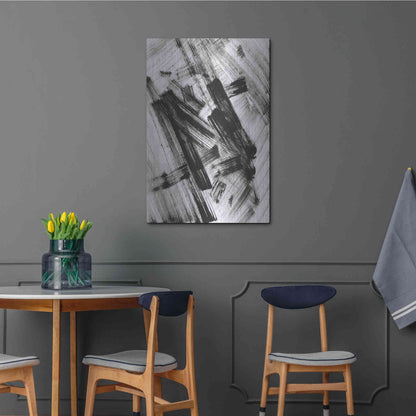 Luxe Metal Art 'Black and White Strokes N' Metal Wall Art,24x36