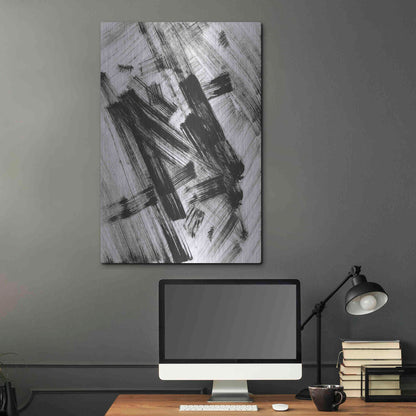 Luxe Metal Art 'Black and White Strokes N' Metal Wall Art,24x36