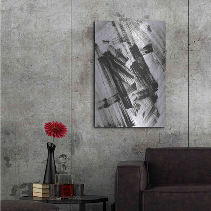 Luxe Metal Art 'Black and White Strokes N' Metal Wall Art,24x36