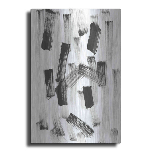 Luxe Metal Art 'Black and White Strokes North' Metal Wall Art