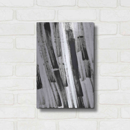 Luxe Metal Art 'Black and White Strokes South' Metal Wall Art,12x16