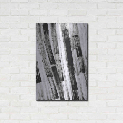 Luxe Metal Art 'Black and White Strokes South' Metal Wall Art,24x36