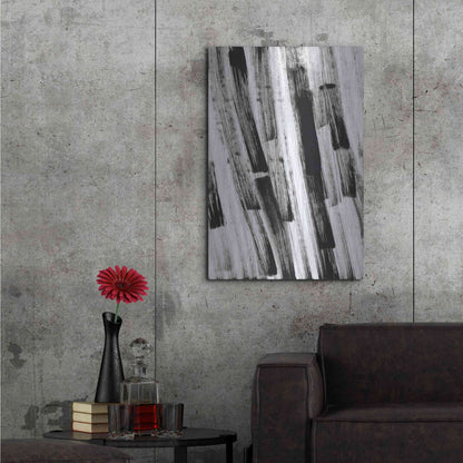 Luxe Metal Art 'Black and White Strokes South' Metal Wall Art,24x36