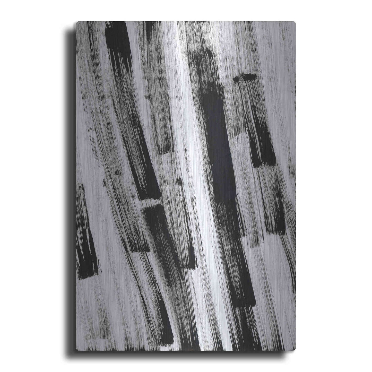 Luxe Metal Art 'Black and White Strokes South' Metal Wall Art