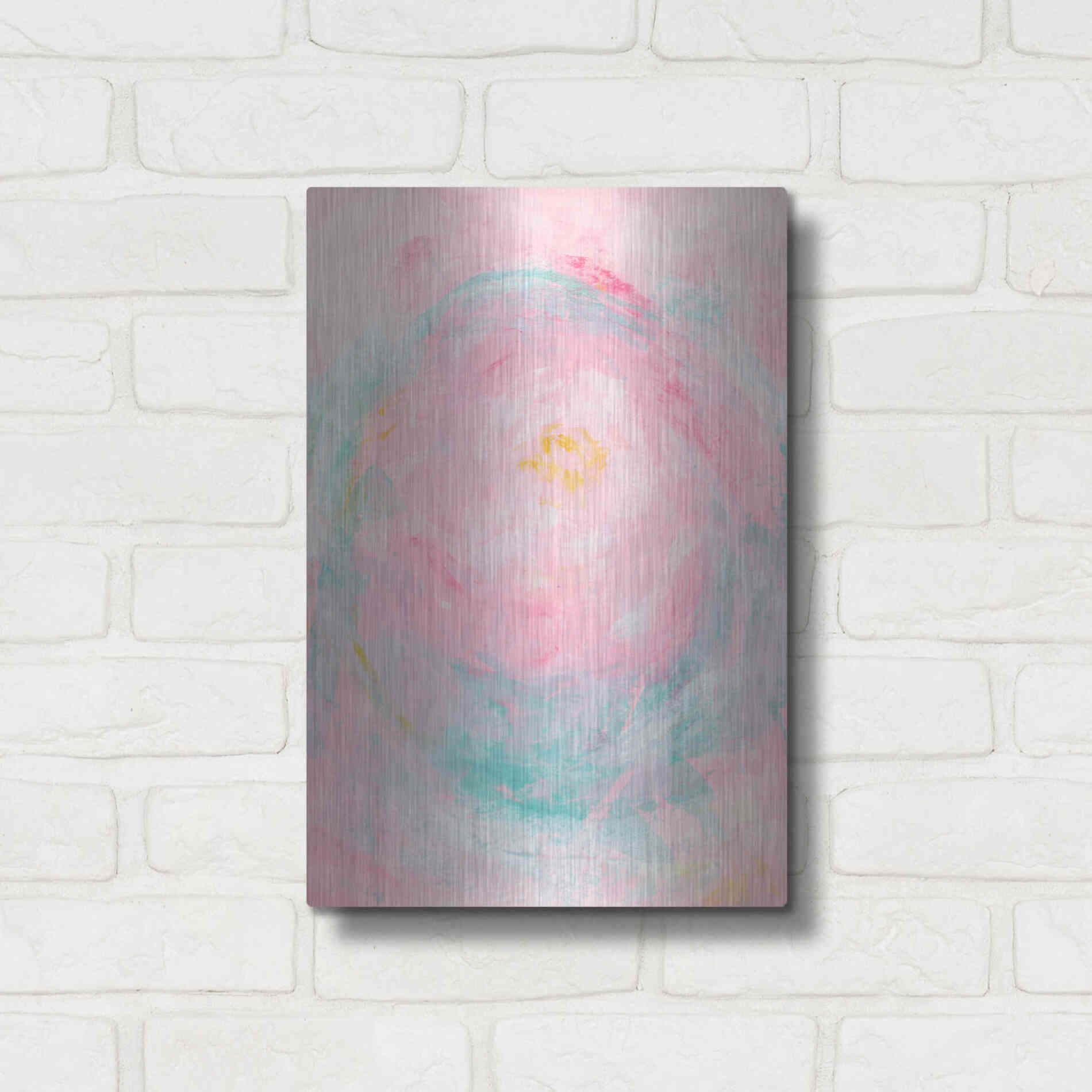 Luxe Metal Art 'Pink Peony' Metal Wall Art,12x16