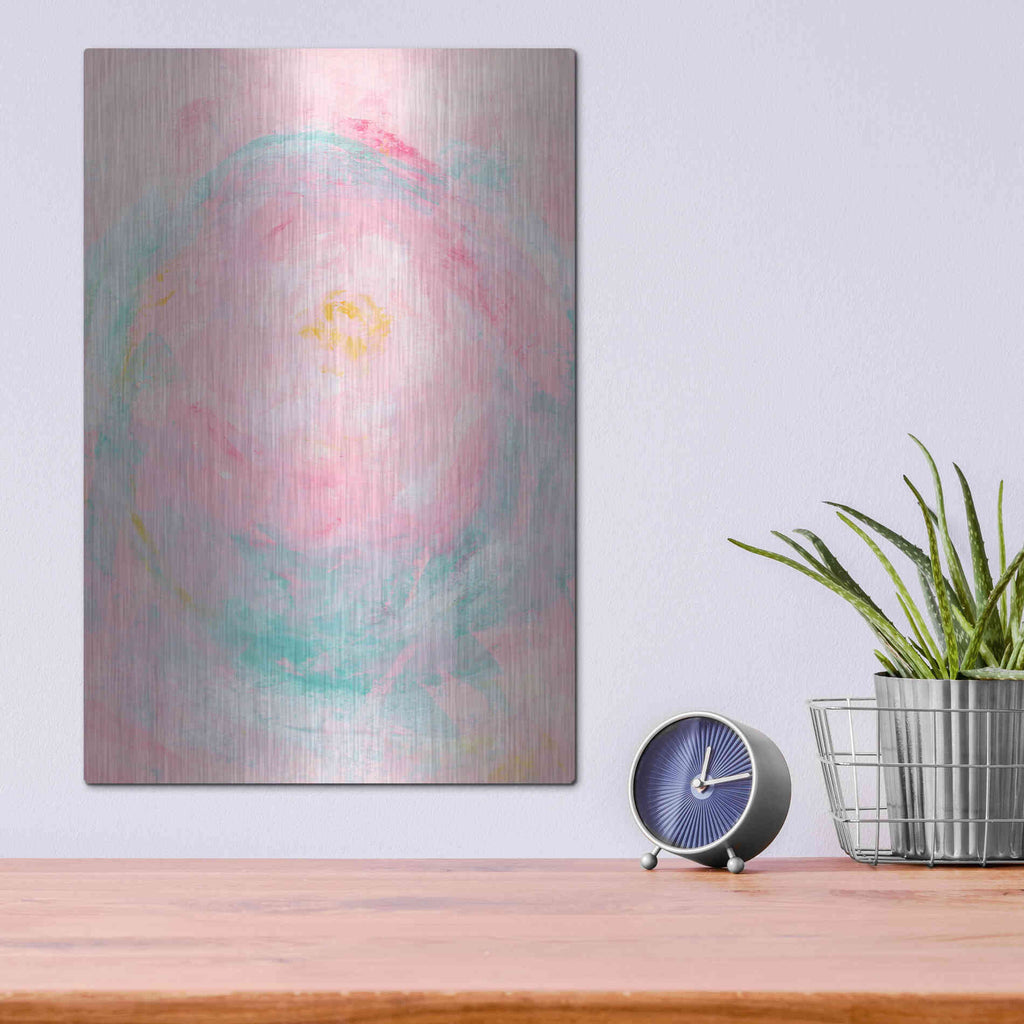 Luxe Metal Art 'Pink Peony' Metal Wall Art,12x16