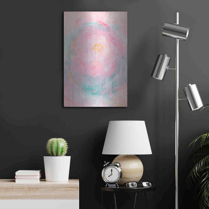 Luxe Metal Art 'Pink Peony' Metal Wall Art,16x24