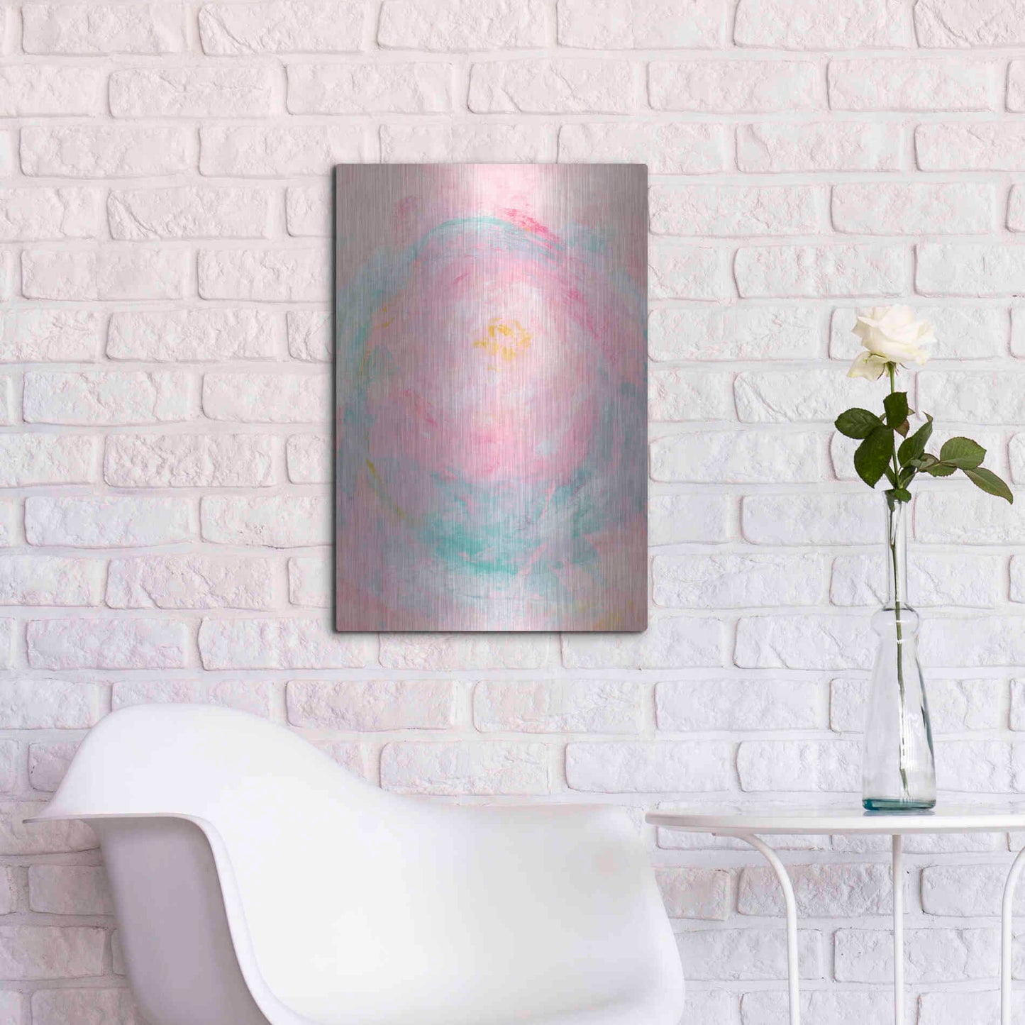 Luxe Metal Art 'Pink Peony' Metal Wall Art,16x24