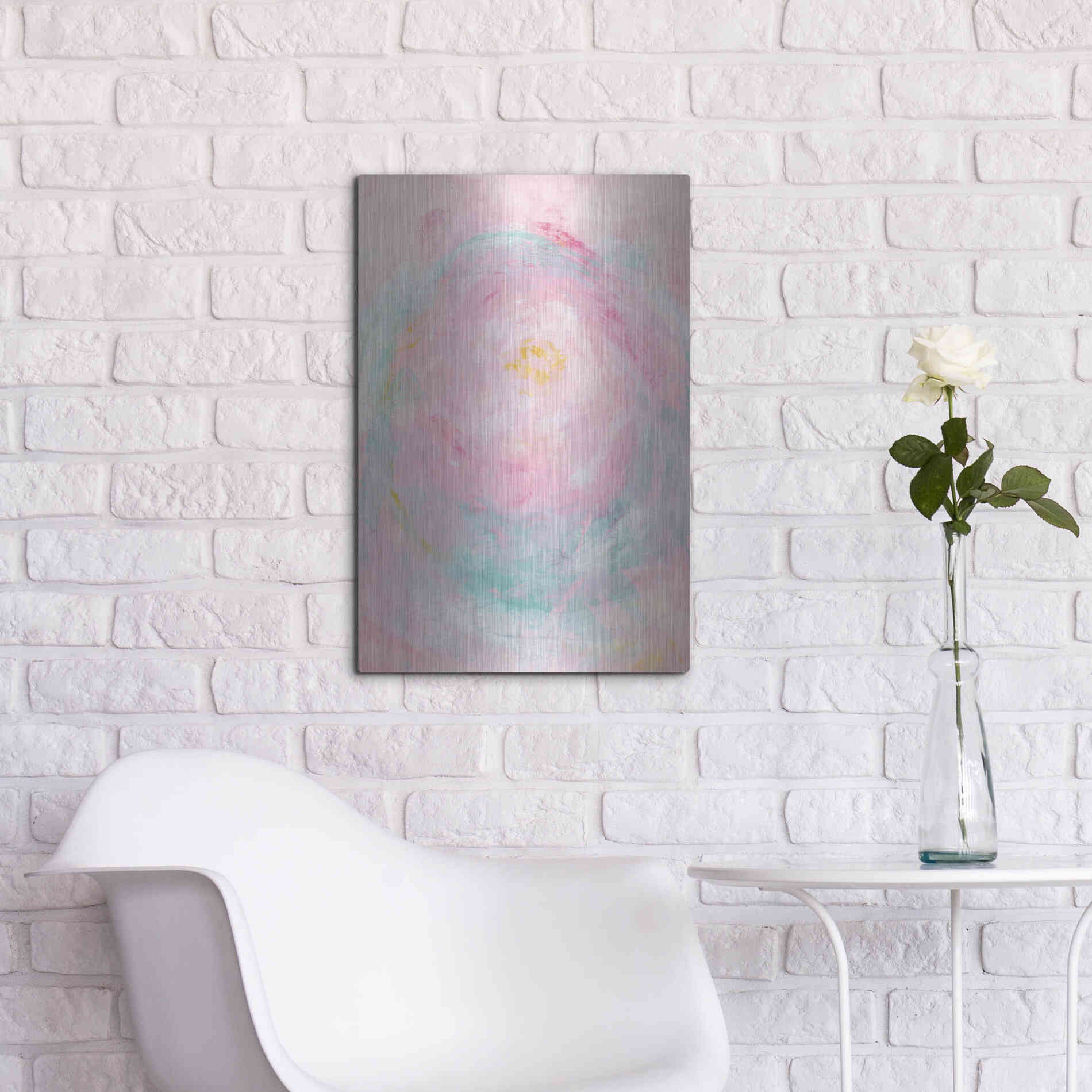 Luxe Metal Art 'Pink Peony' Metal Wall Art,16x24