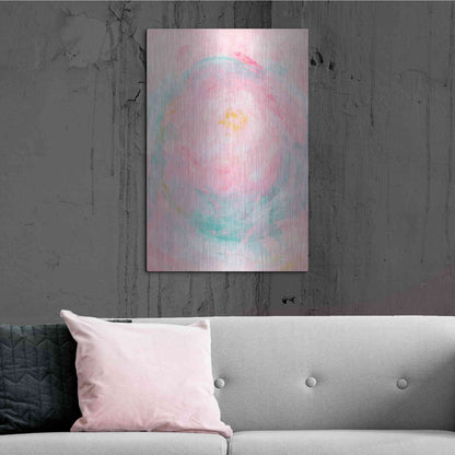 Luxe Metal Art 'Pink Peony' Metal Wall Art,24x36