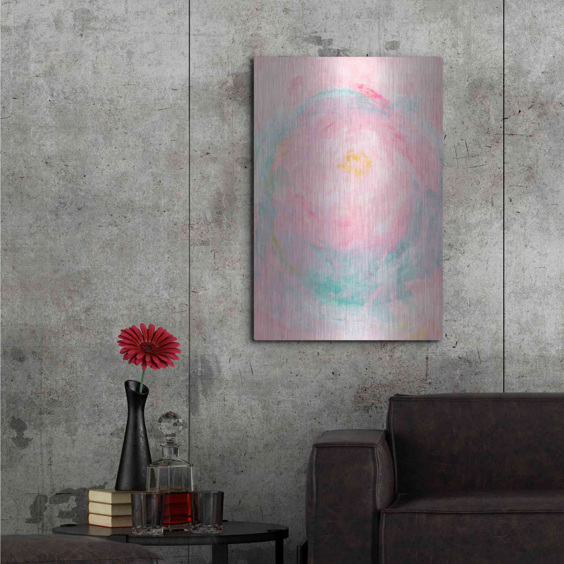 Luxe Metal Art 'Pink Peony' Metal Wall Art,24x36