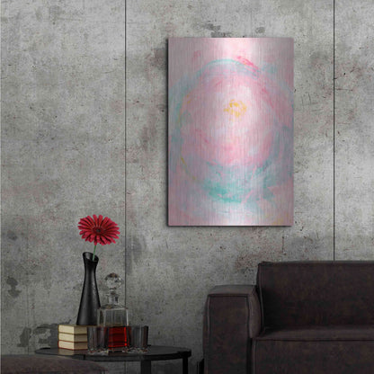 Luxe Metal Art 'Pink Peony' Metal Wall Art,24x36