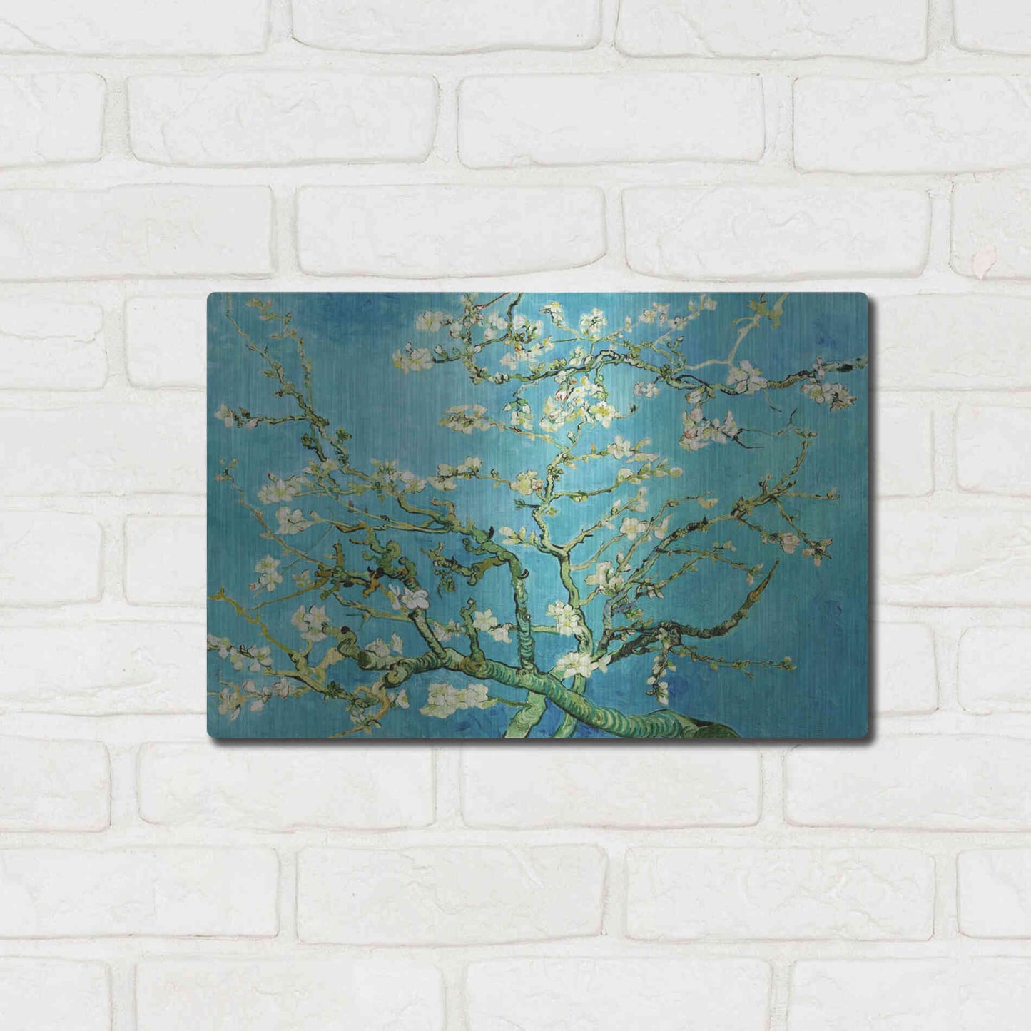 Luxe Metal Art 'Almond Blossoms' by Vincent Van Gogh, Metal Wall Art,16x12