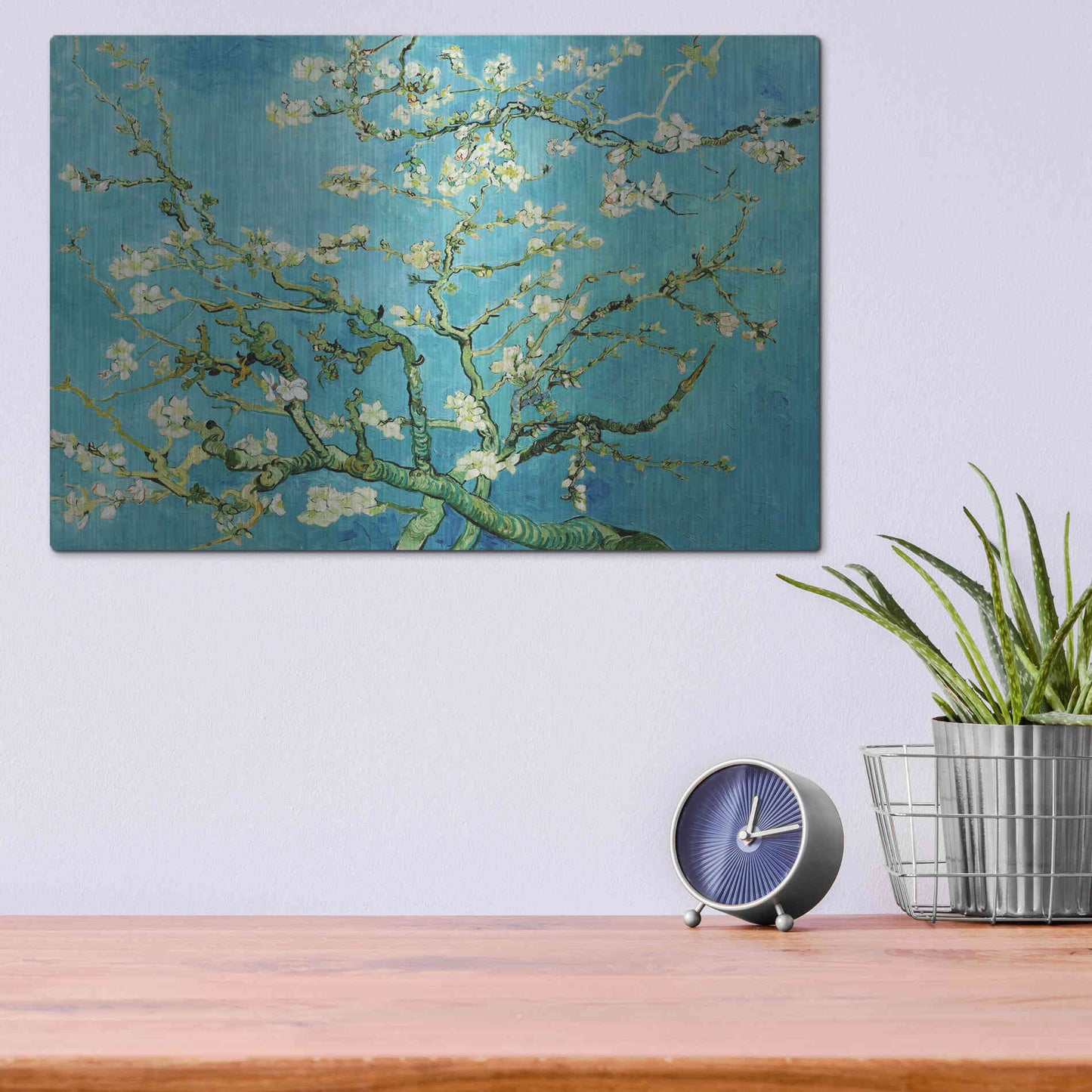 Luxe Metal Art 'Almond Blossoms' by Vincent Van Gogh, Metal Wall Art,16x12